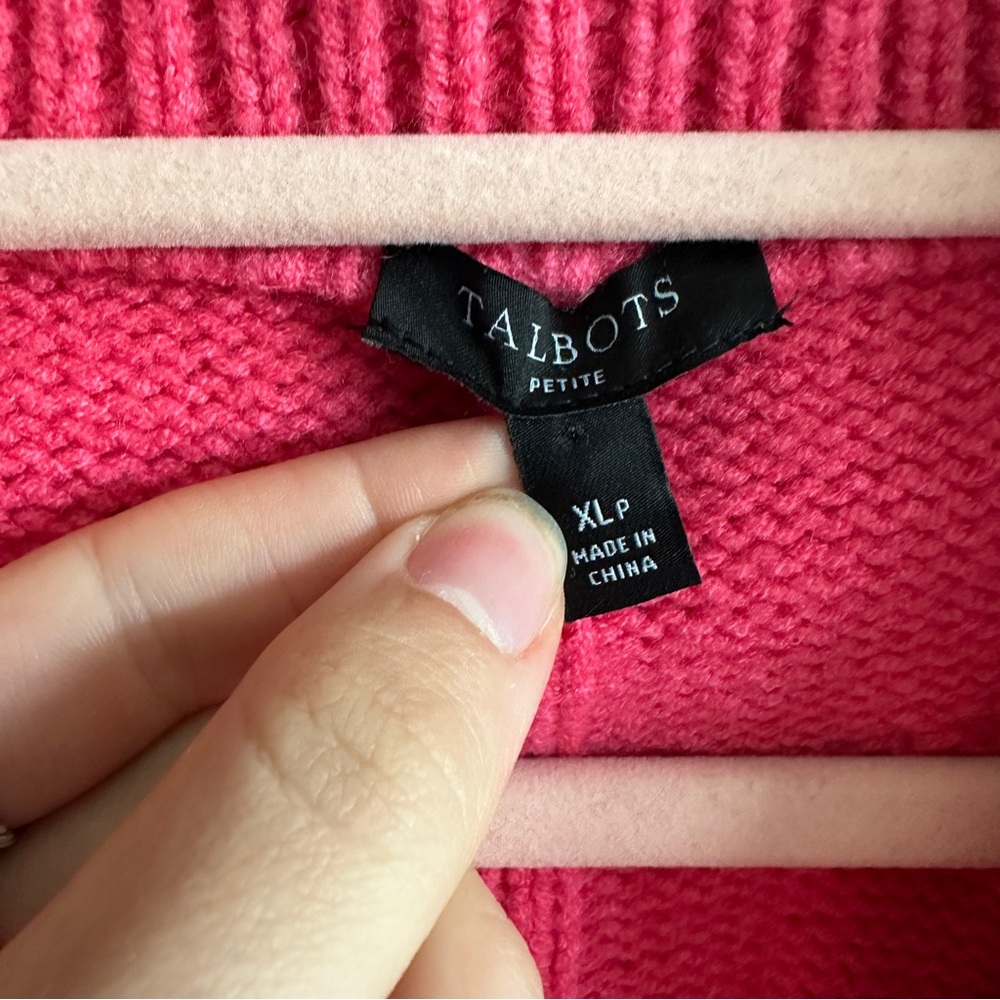 Talbots Pink Cable Knit Zip Collared Sweater Xl P… - image 5